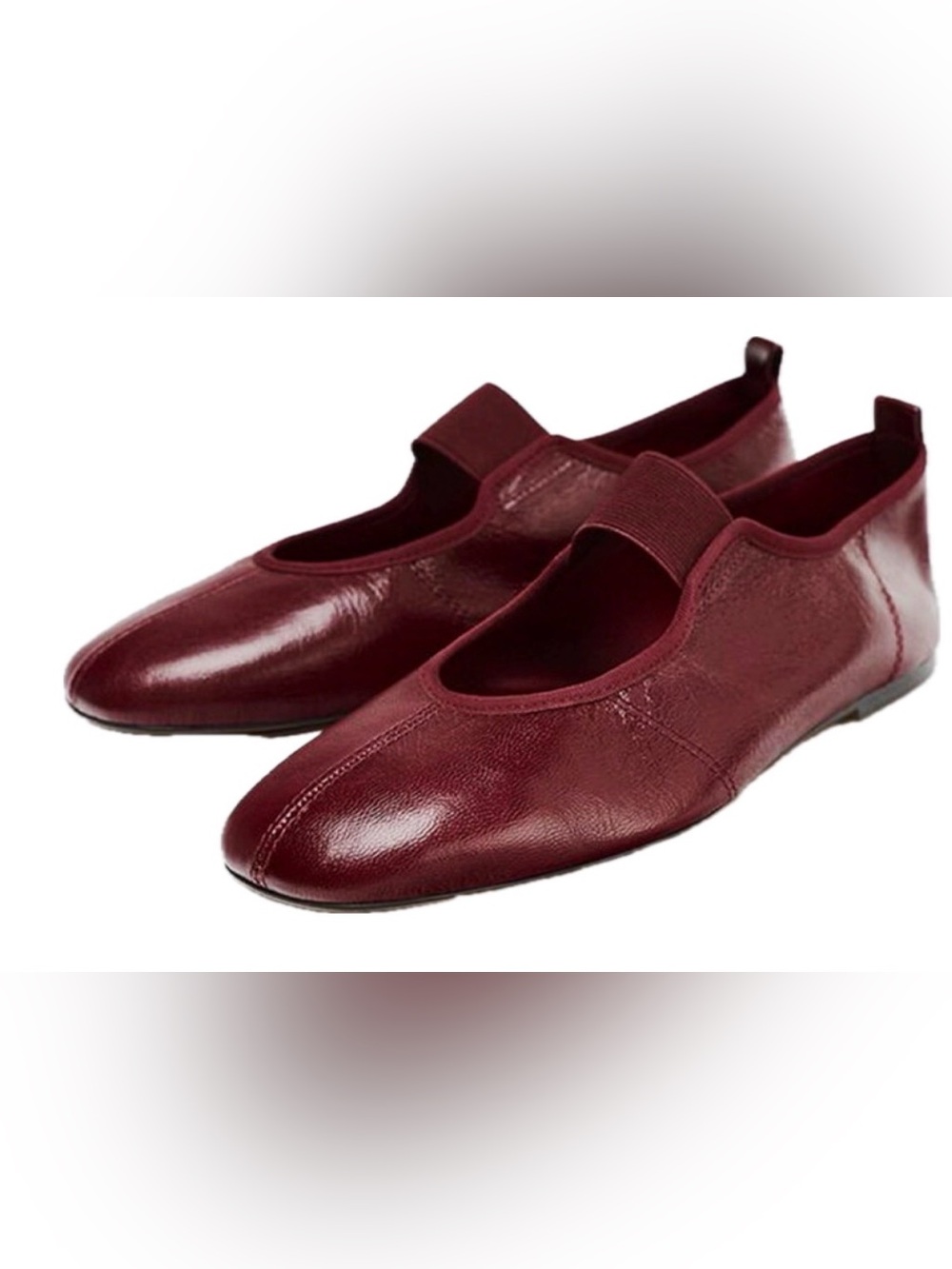 Zara Dark Red Leather Slip-On Flats